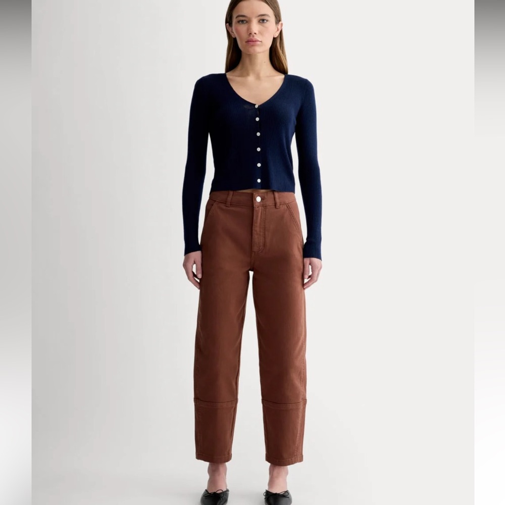 Everlane Utility Barrel Brown Hi Waist Organic Cotton Jeans/Pants, size 12